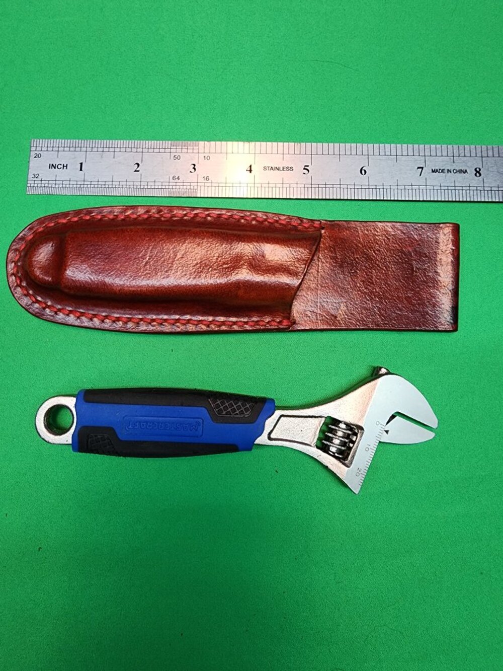 Handmade Leather Sheath with Mastercraft Crescent Wrench - Picture 4 of 10